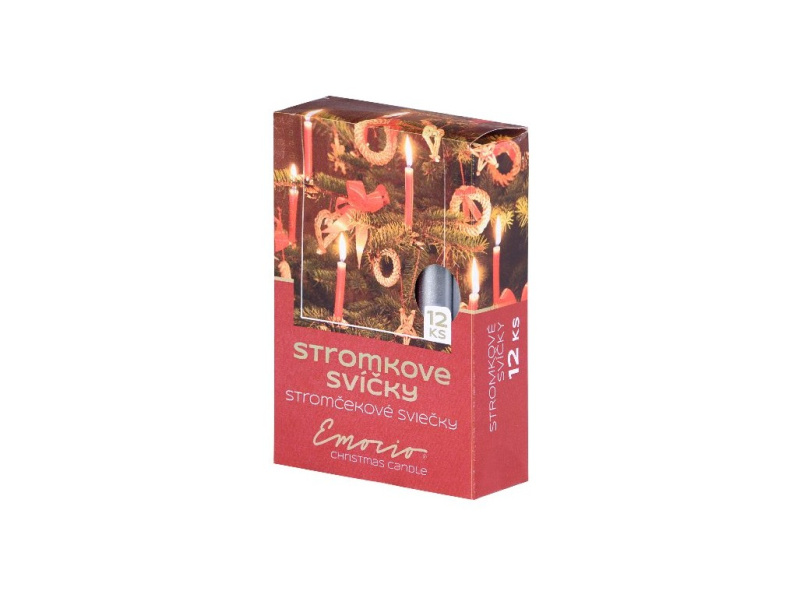 Emocio Stromkové svíčky stříbrné metalické 12 ks, 12 x 100 mm