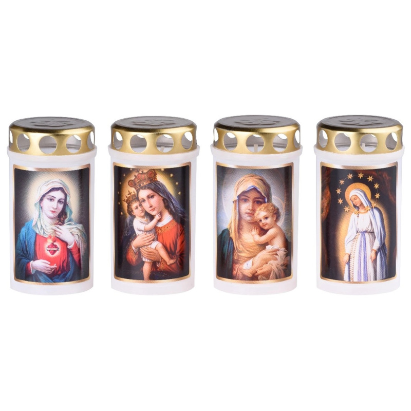 Lisovaná hřbitovní svíčka s plechovým víčkem, bílá, 120 g