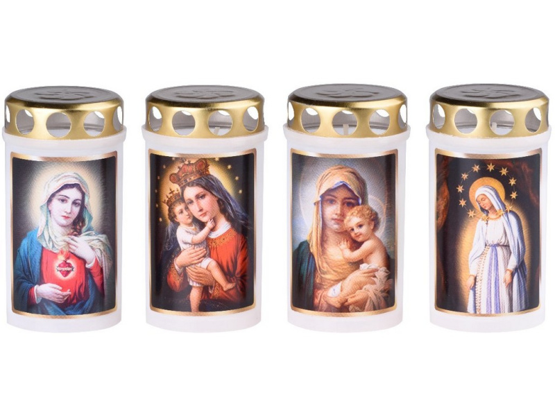 Lisovaná hřbitovní svíčka s plechovým víčkem, bílá, 120 g