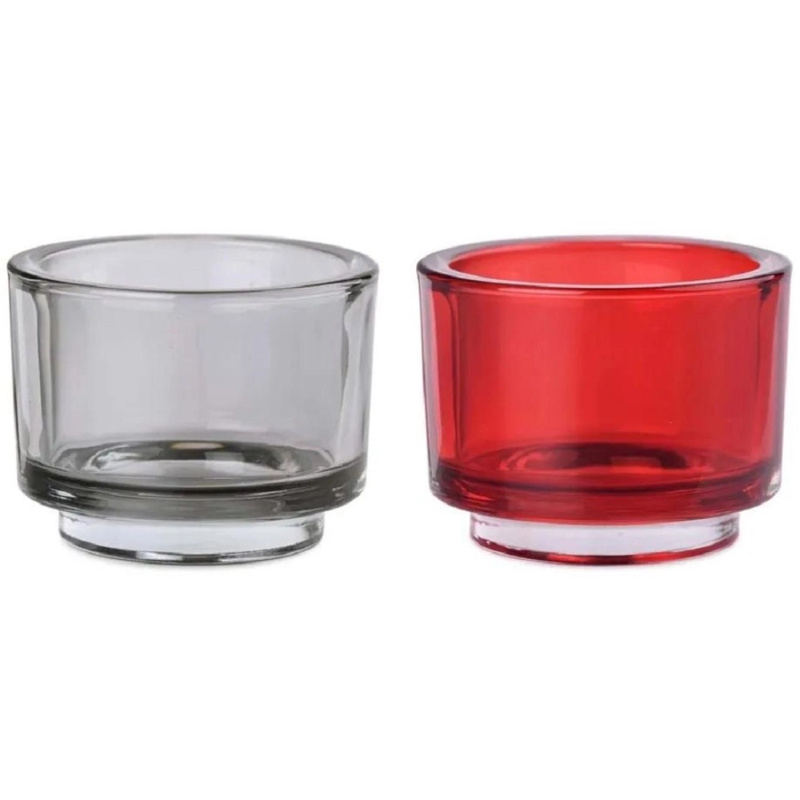 Skleněný svícen na maxi čajovou svíčku, mix barev, pr. 9,2 x 7 cm