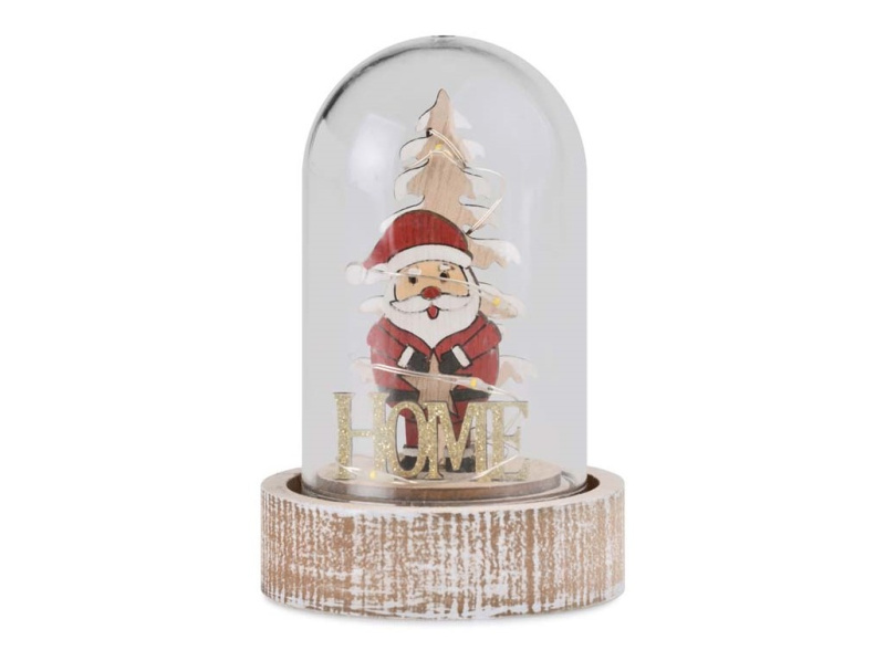 LED dekorace dřevo stromek se santou barevná 7x11 cm