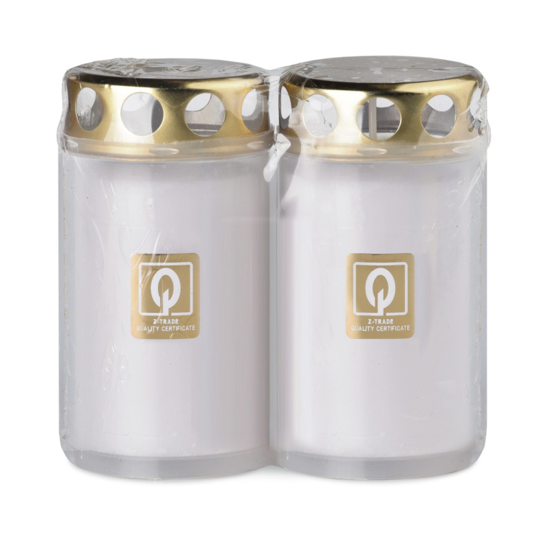 Lisovaná hřbitovní svíčka s plechovým víčkem, bílá 275 g