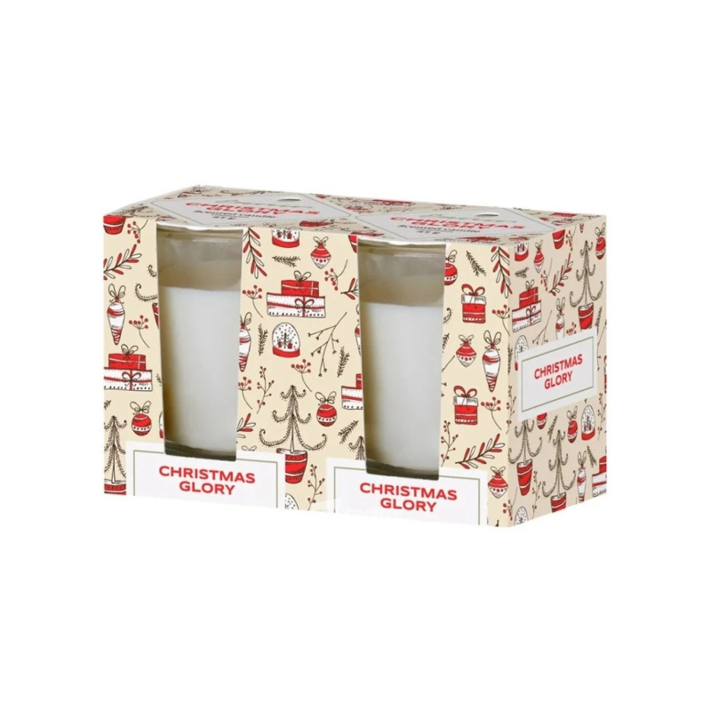 Emocio Vonná svíčka ve skle Christmas Glory Cookie and Cream, 52 x 65 mm, 2 ks