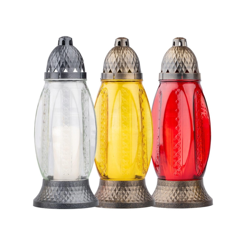 Hřbitovní sklo různé barvy s vkladem 110 g, 29 cm