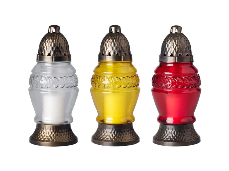 Hřbitovní lampa vč. náplně, různé barvy, 1 ks, 23 cm