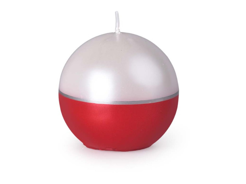 Vánoční kulová svíčka drápaná červená 7x7 cm