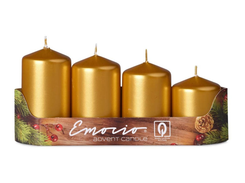 Emocio adventní stupňovitá svíčka 4 ks zlatá