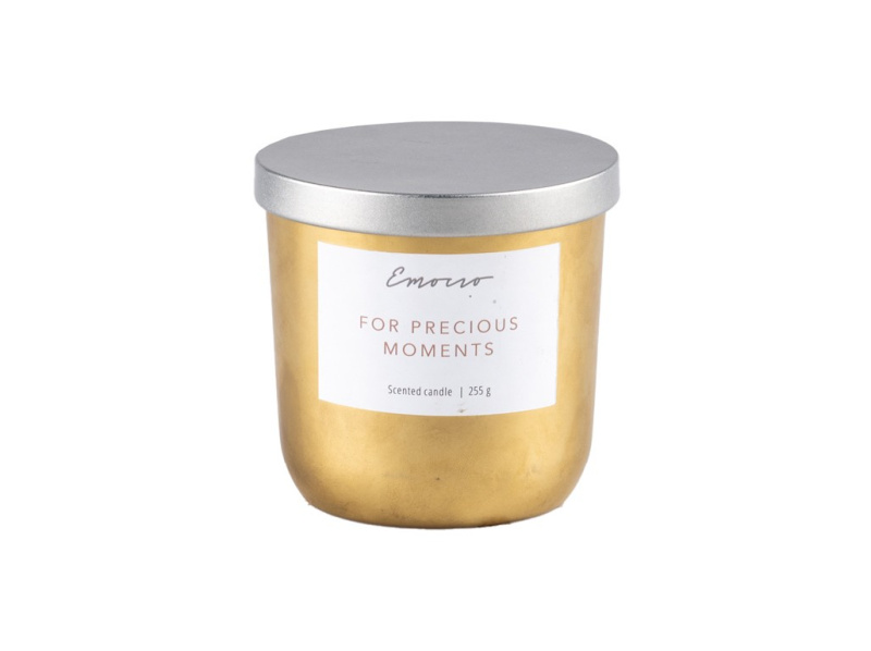 Emocio zlatá sojová vonná svíčka ve skle s kovovým víčkem Sklo 95x95 mm Frosted Pine