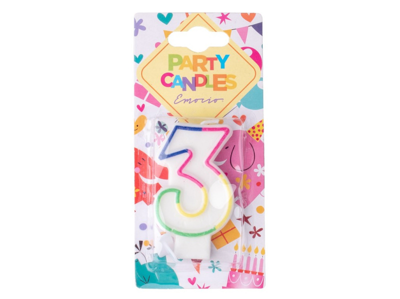 Emocio Dortová svíčka s číslem 3