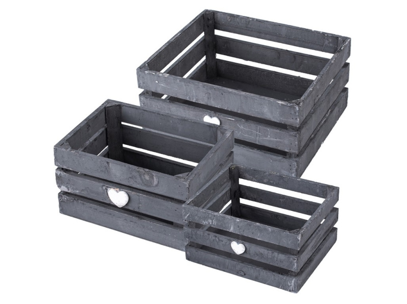 Set bedýnek dřevo, tmavě modrá, 300x250x150/ 250x200x130/ 200x150x110mm