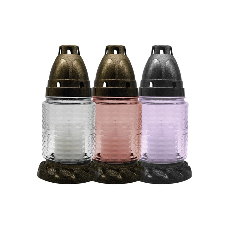 Hřbitovní sklo různé barvy s vkladem 30 g, 17 cm