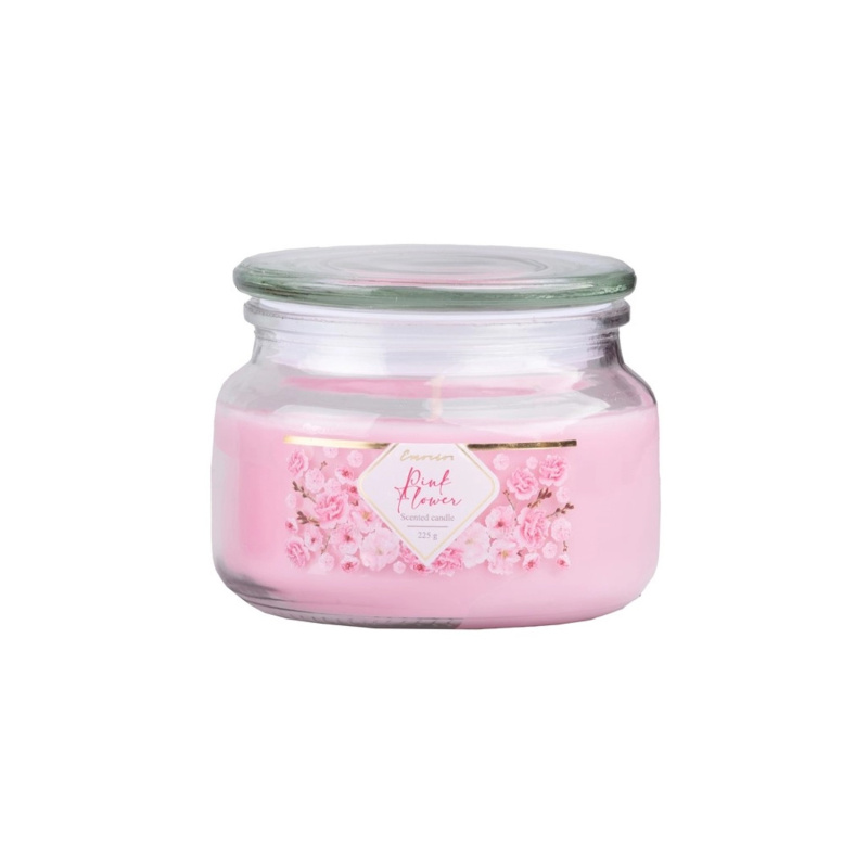 Emocio Vonná svíčka ve skle s víčkem Pink Flower 100 x 79 mm, 225 g