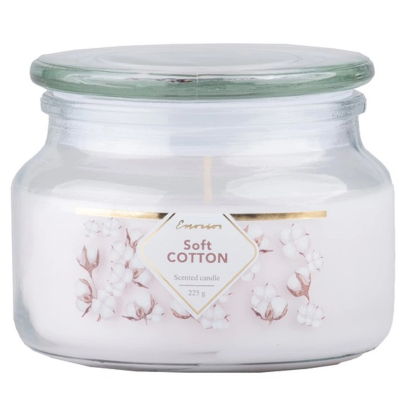 Emocio Vonná svíčka ve skle s víčkem Soft Cotton 100 x 79 mm, 225 g