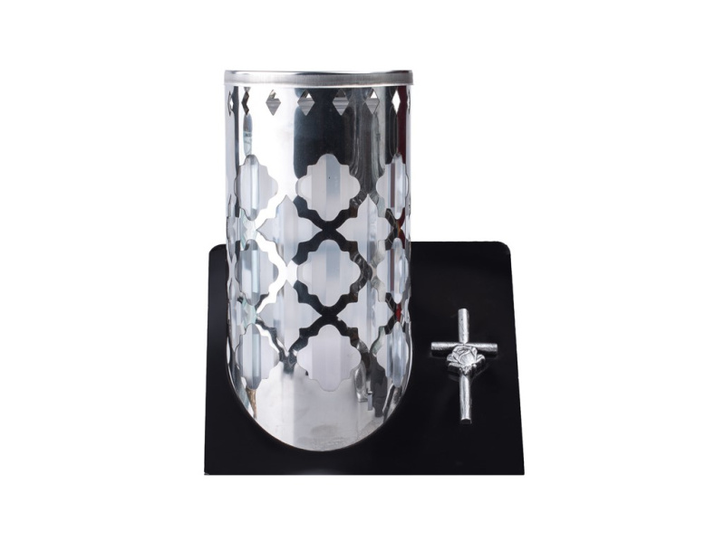 Hřbitovní sklo 23cm vklad 120g 38h. válec s podstavcem, plech