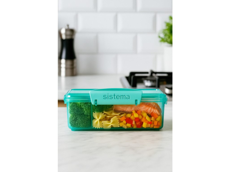 SISTEMA LUNCH Krabička na svačinu s 2 přihrádkami zelená 975 ml
