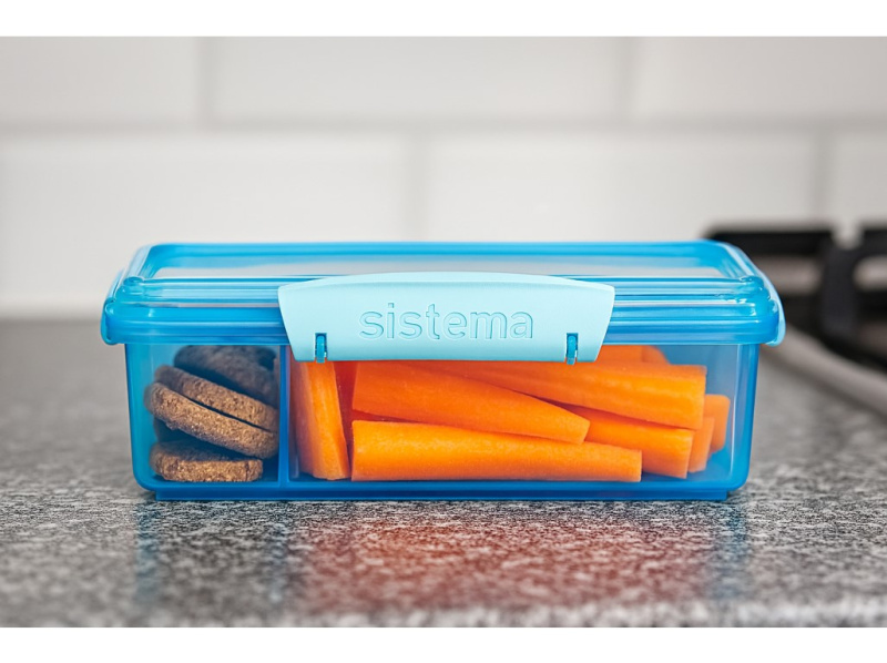 SISTEMA LUNCH Krabička na svačinu s 2 přihrádkami modrá 975 ml