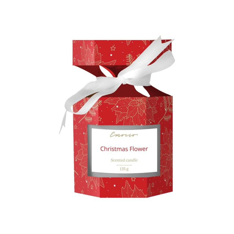 Emocio Vonná svíčka ve skle Christmas Flower v krabičce, červená, 72 x 78 mm