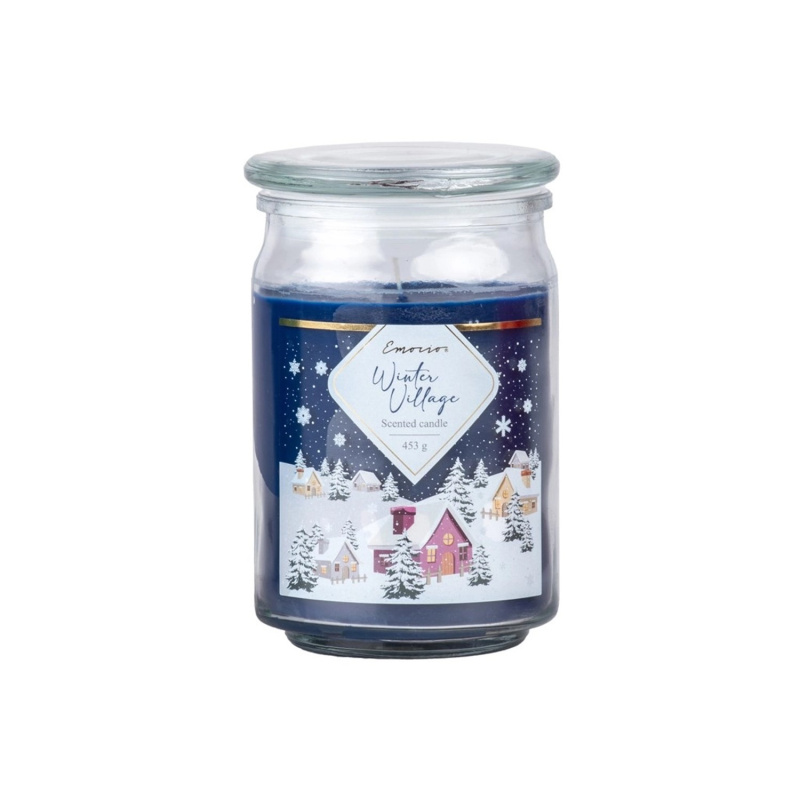 Svíčka se skleněným víčkem, Winter Village, 93 x 142 mm