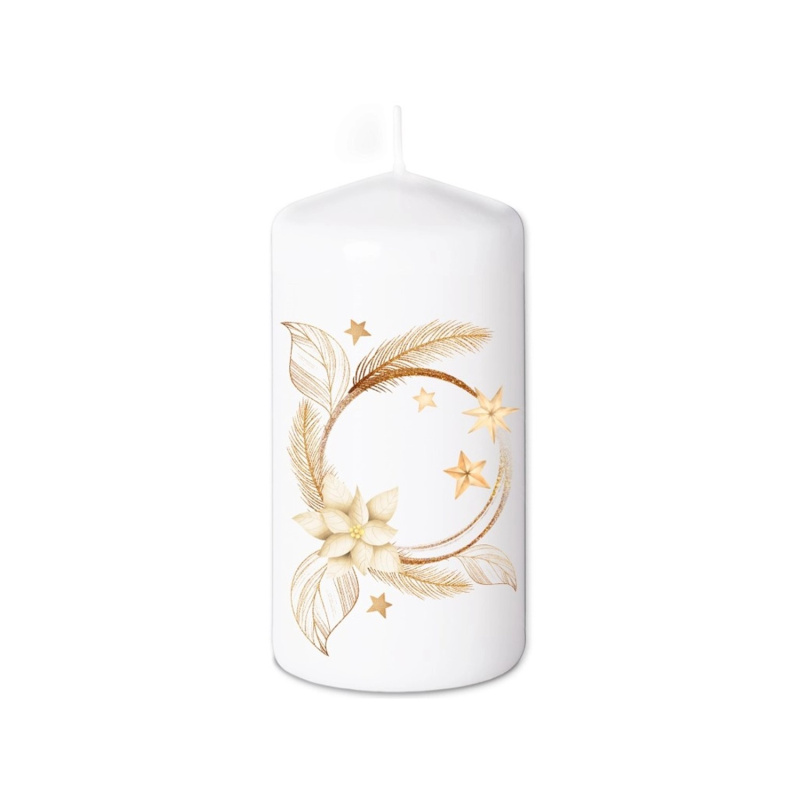 Vánoční válcová svíčka zlatý kruh, pr. 60 x 120 mm