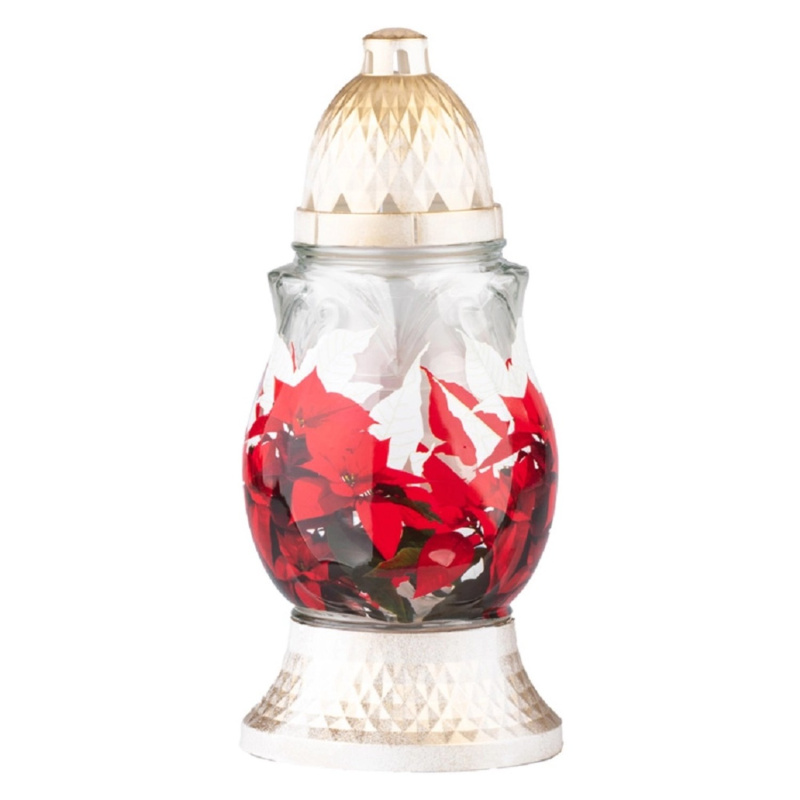 Hřbitovní sklo vánoční hvězda s vkladem 80 g, 24 cm