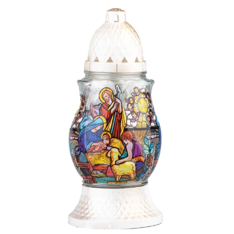 Hřbitovní sklo betlém s vkladem 80 g, 24 cm