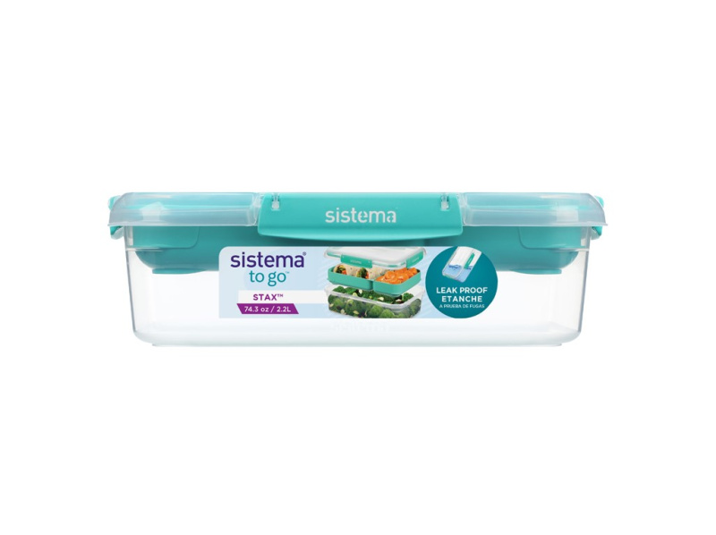 Sistema Dělený vodotěsný box na jídlo To Go STAX, 2,2 l, zelená