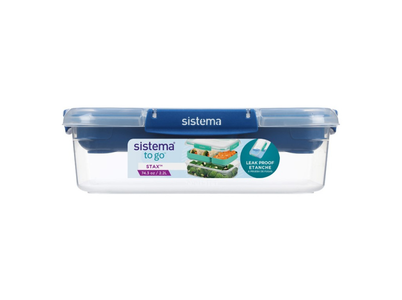 Sistema Dělený vodotěsný box na jídlo To Go STAX, 2,2 l, modrá