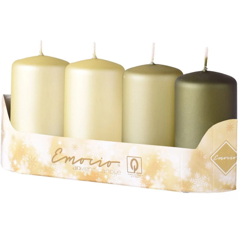 Emocio Svíčka válcová metal mat, mix tm.+sv. zelená, 40 x 75 mm, 4 ks