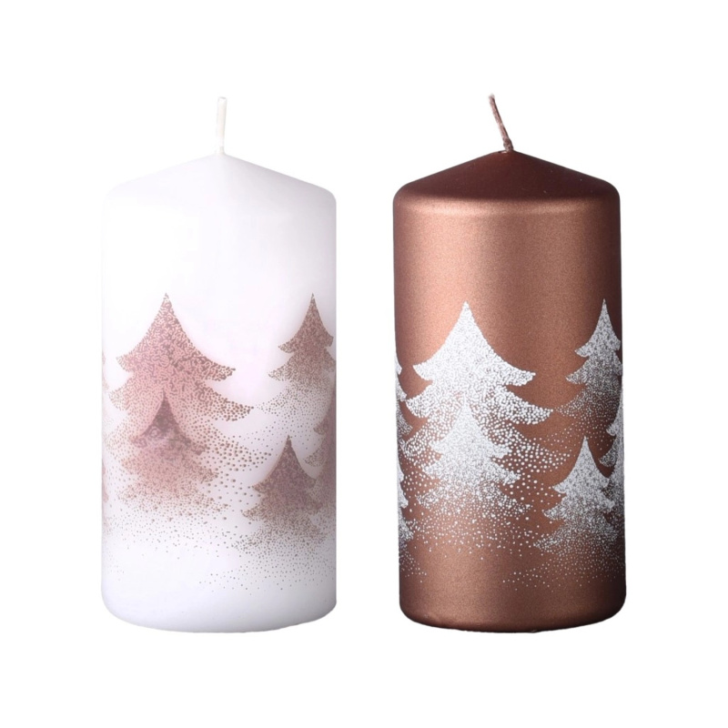 Svíčka válcová Stromek různé barvy 60 x 120 mm, 1 ks