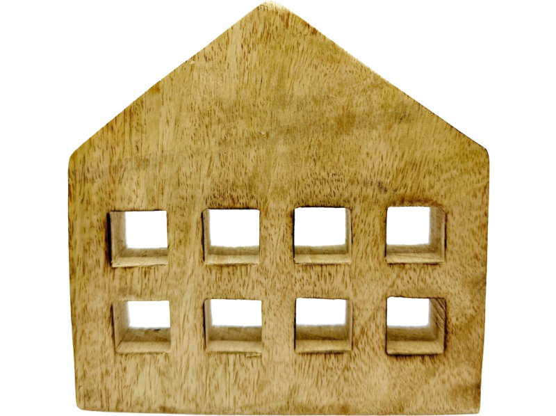 Dekorace dřevo Domeček na postavení přírodní 15x2,5x15,2 cm