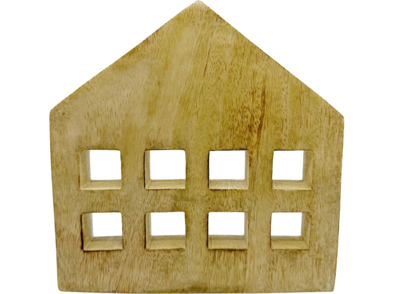 Dekorace dřevo Domeček na postavení přírodní 20,3x2,5x20,3 cm