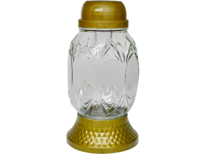 Madona Hřb.Sklo LED 21 cm gotika zlatá