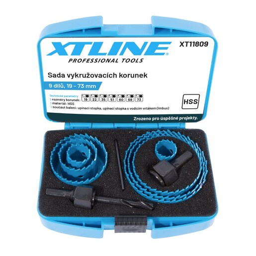 Sada korunek XTLINE XT11809 19–73 mm 9 ks