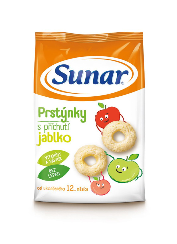 SUNAR Dětské křupky jablečné prstýnky 12m+ 50 g
