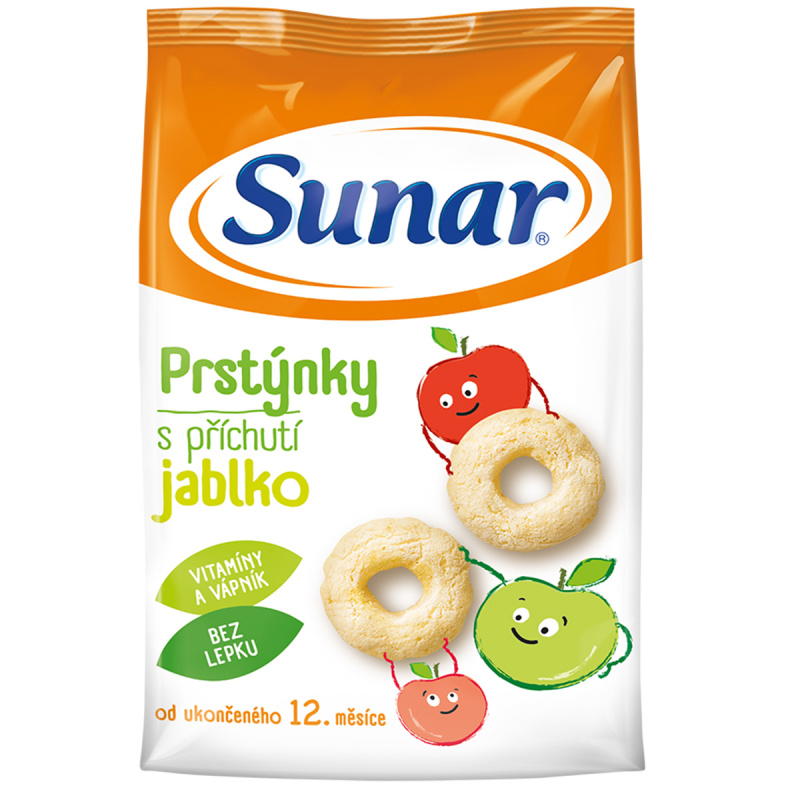 SUNAR Dětské křupky jablečné prstýnky 12m+ 50 g