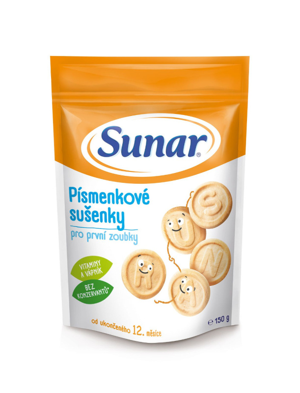 SUNAR Dětské sušenky písmenkové 12m+ 150 g