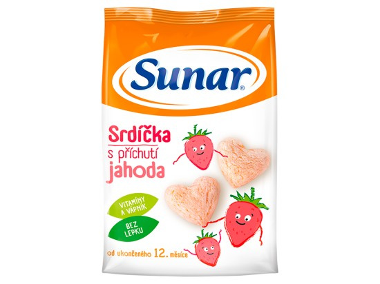 SUNAR Dětské křupky jahodové srdíčka 12m+ 50 g