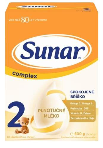 SUNAR Complex 2 pokračovací kojenecké mléko od 6 měsíce 600 g