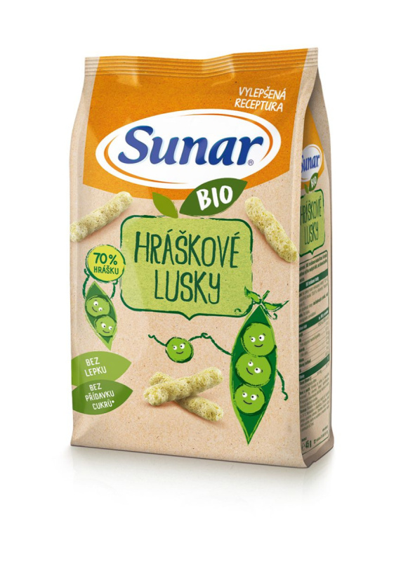 SUNAR Dětské křupky hráškové lusky BIO 45 g