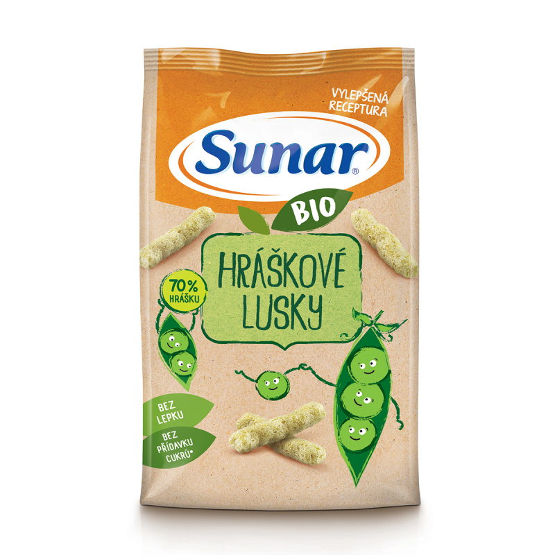 SUNAR Dětské křupky hráškové lusky BIO 45 g