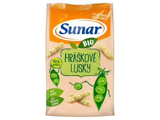 SUNAR Dětské křupky hráškové lusky BIO 45 g
