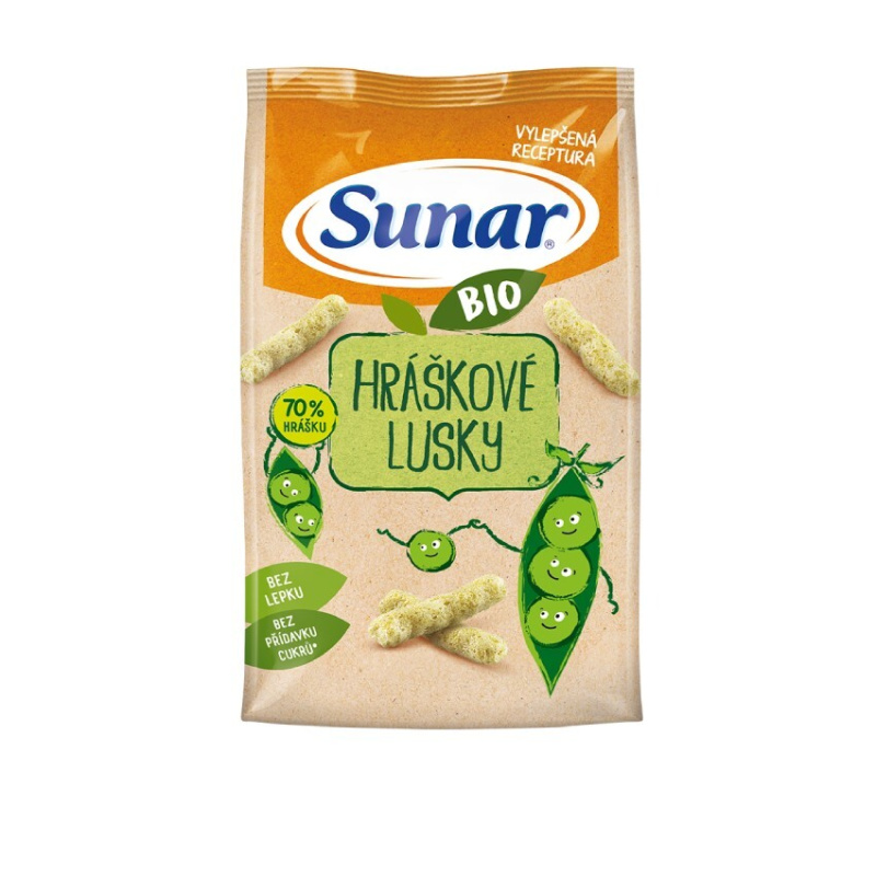 SUNAR Dětské křupky hráškové lusky BIO 45 g