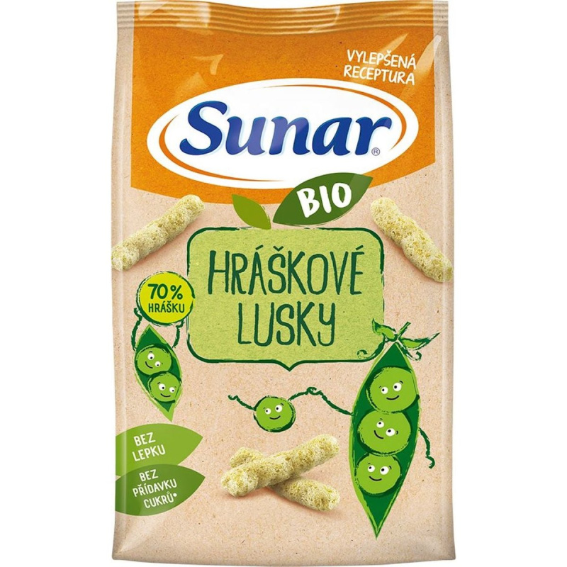 SUNAR Dětské křupky hráškové lusky BIO 45 g