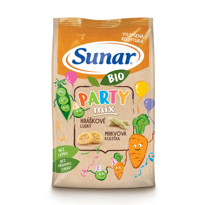 SUNAR Party mix křupky mrkvové a hráškové BIO 45 g