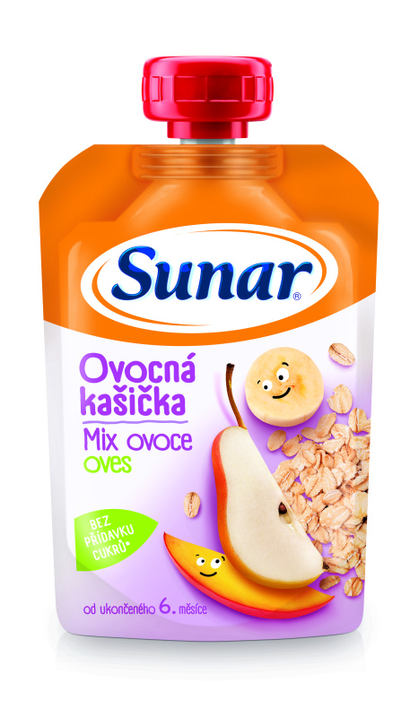 SUNAR Kašička ovocná kapsička mix ovoce ovesné vločky 6m+ 120 g