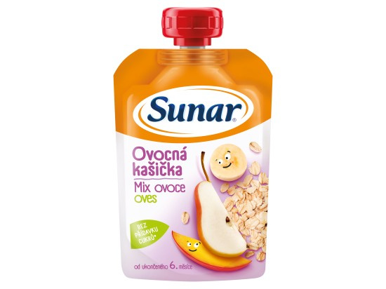 SUNAR Kašička ovocná kapsička mix ovoce ovesné vločky 6m+ 120 g