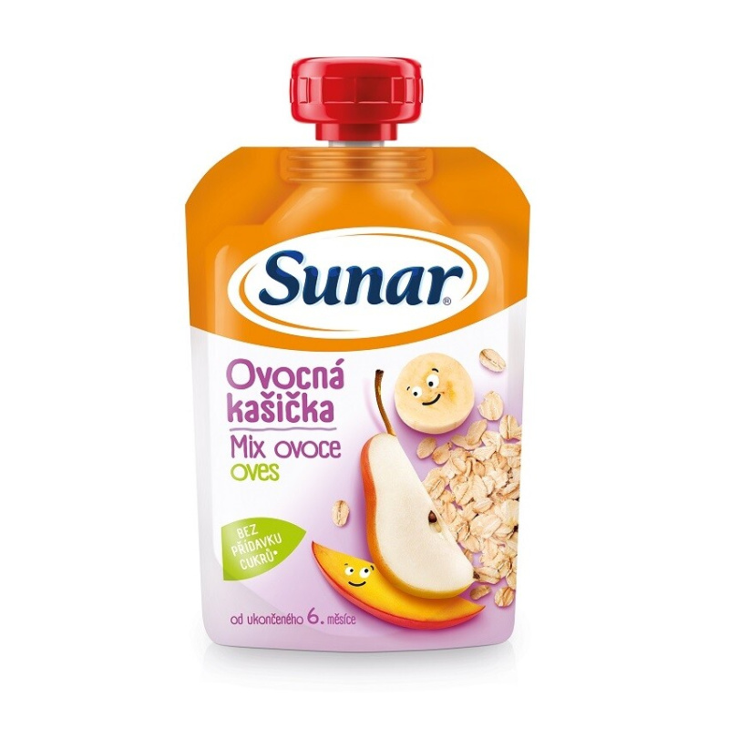 SUNAR Kašička ovocná kapsička mix ovoce ovesné vločky 6m+ 120 g