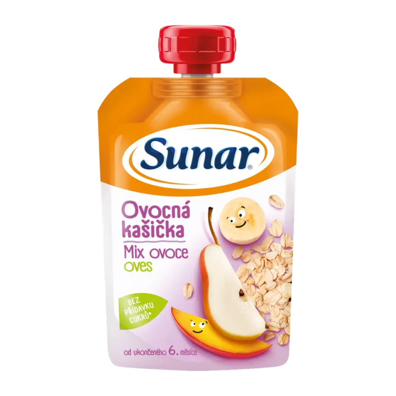 SUNAR Kašička ovocná kapsička mix ovoce ovesné vločky 6m+ 120 g
