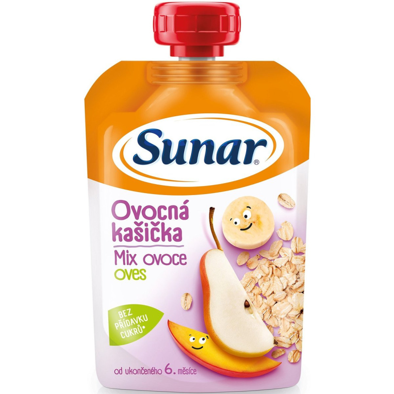 Sunar Kašička ovocná kapsička mix ovoce a ovesné vločky od 6. měsíce