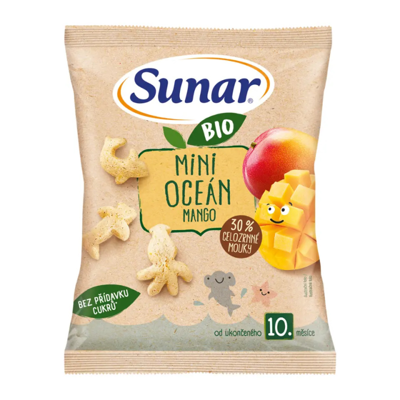 Sunar BIO dětské křupky mini oceán mango 10m+, 18 g